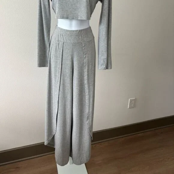 Two Piece Pant Set Medium Crop Top Flare Pants Split Fairy Festival Streetwear - Picture 2 of 11